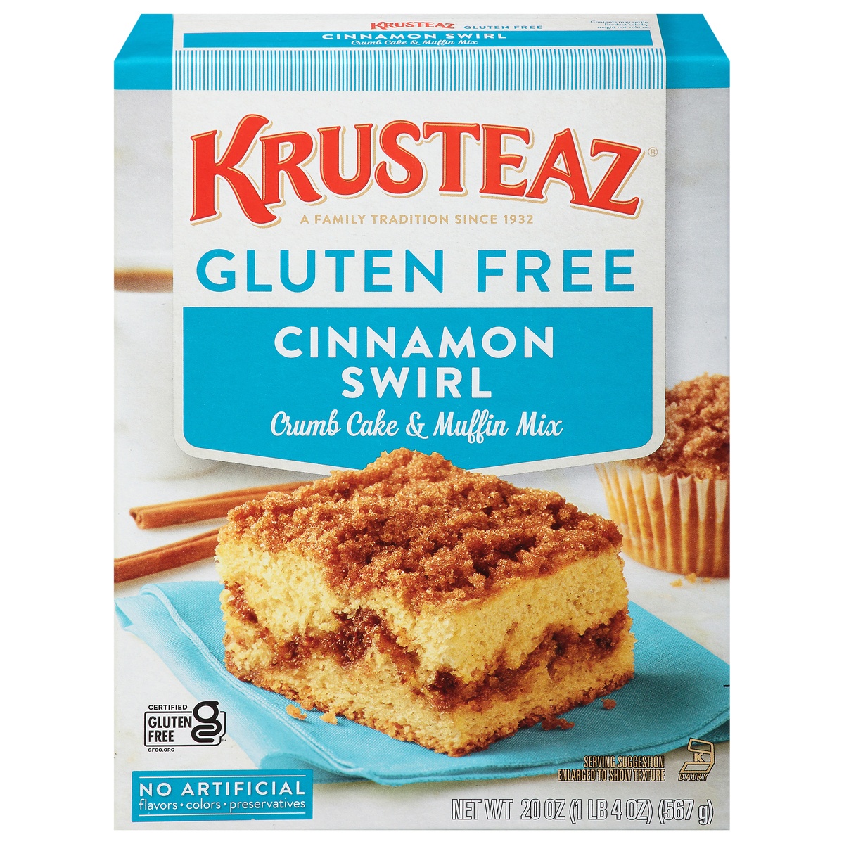 slide 1 of 11, Krusteaz Gluten Free Cinnamon Crumb Cake Mix, 20 oz