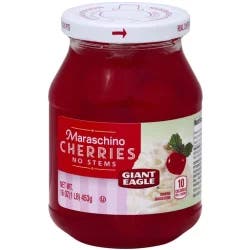 Giant Eagle Maraschino Cherries, No Stems