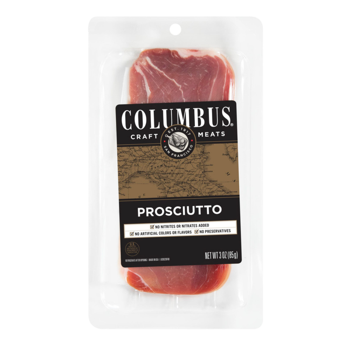 slide 1 of 5, Columbus Sliced Prosciutto, 3 oz, 3 oz