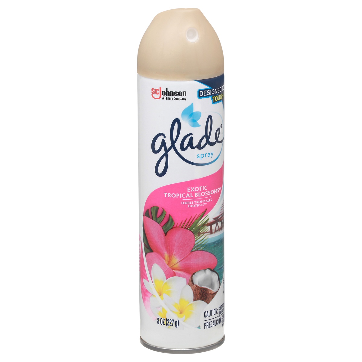 slide 5 of 10, Glade Room Spray, Exotic Tropical Blossoms, Aerosol Spray Air Freshener, Designed to Fight Tough Odors, 8 FL OZ, 8 oz