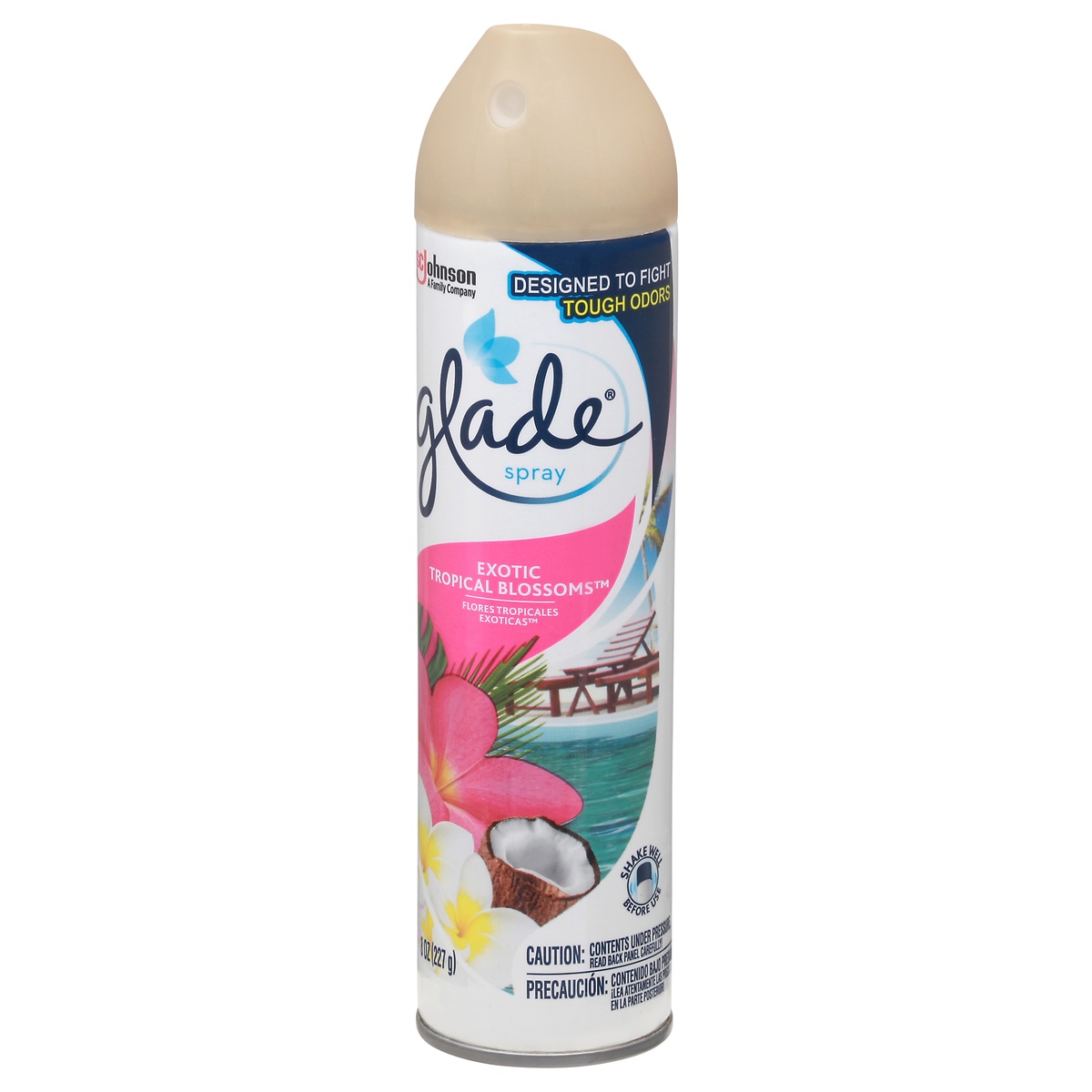 slide 4 of 10, Glade Room Spray, Exotic Tropical Blossoms, Aerosol Spray Air Freshener, Designed to Fight Tough Odors, 8 FL OZ, 8 oz