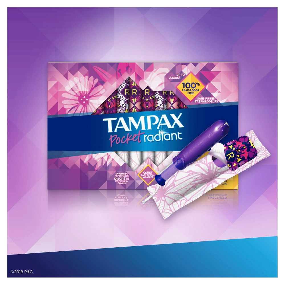 slide 4 of 4, Tampax Pocket Radiant Regular Absorbency Unscented Tampons 14 ea, 14 ct