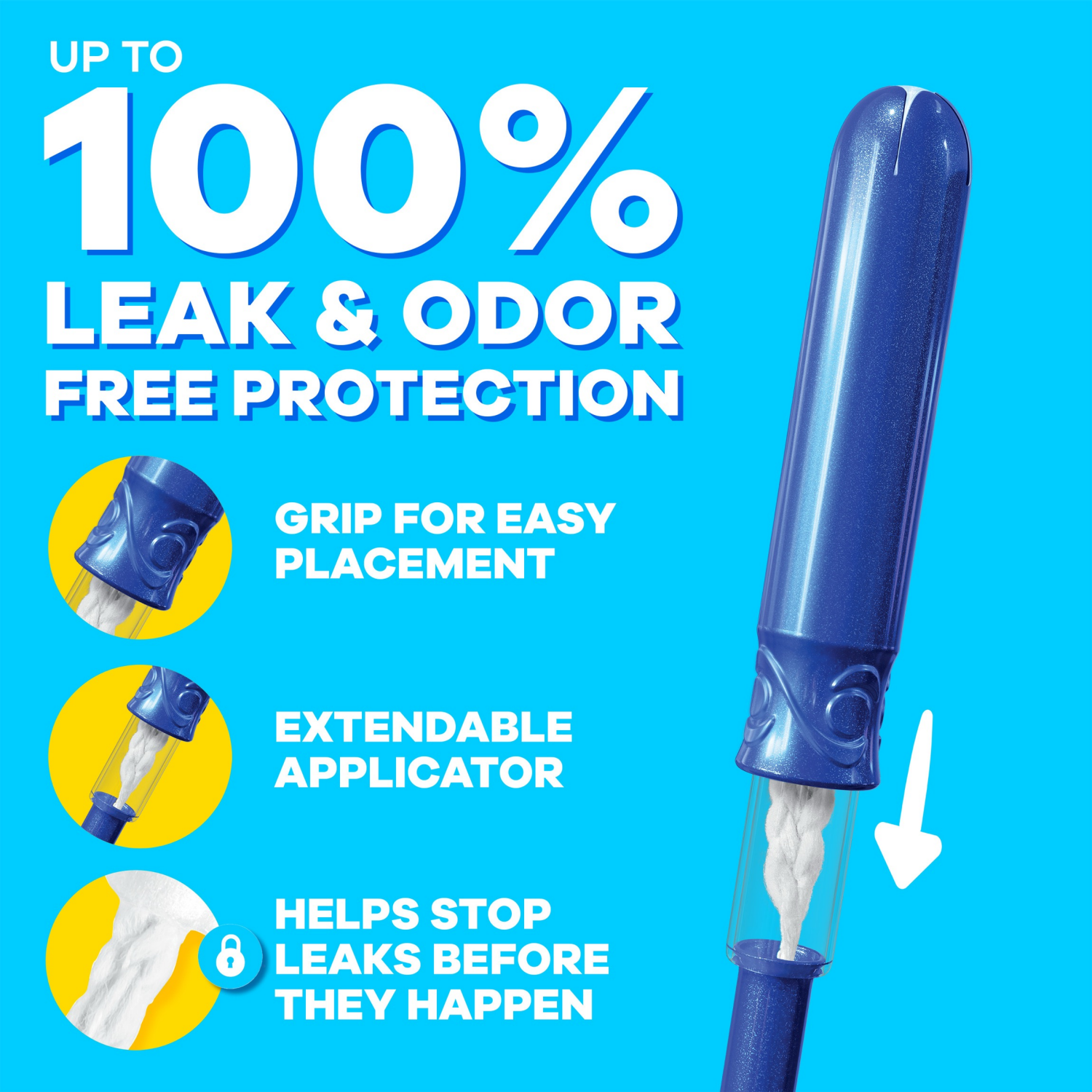 slide 7 of 8, Tampax Compact Pearl Tampons Multipack, with LeakGuard Braid & Extendable Applicator, Regular/Super/Plus Absorbency, Compact Extendable Applicator, Unscented, 30 Count, 30 ct