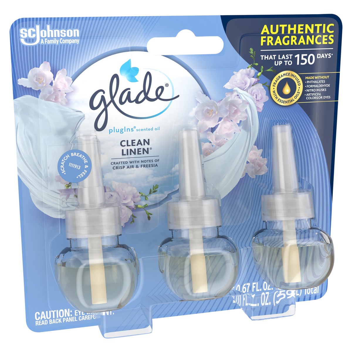 slide 2 of 5, Glade PlugIns Clean Linen Scented Oil Refills 3 - 0.67 fl oz Bottles, 