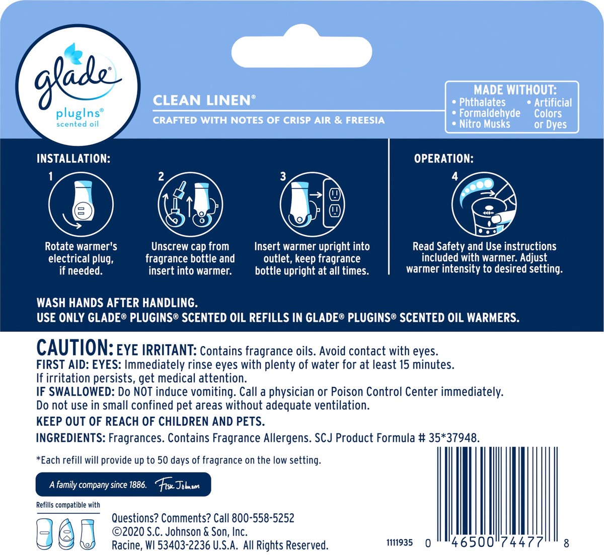 slide 4 of 5, Glade PlugIns Clean Linen Scented Oil Refills 3 - 0.67 fl oz Bottles, 