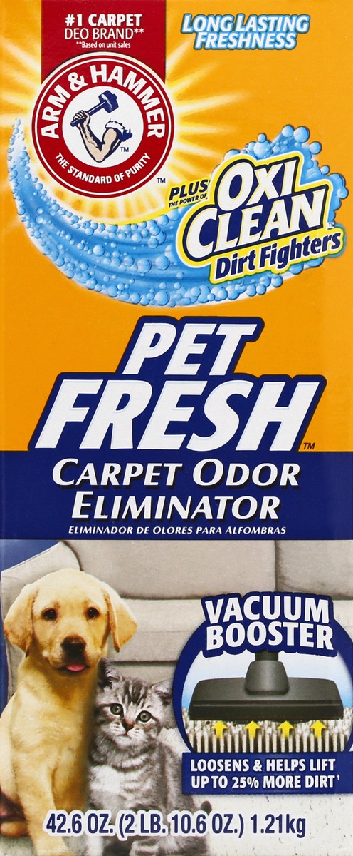 slide 9 of 9, ARM & HAMMER Carpet Odor Eliminator, Pet Fresh, 42.6 oz, 42.60 oz