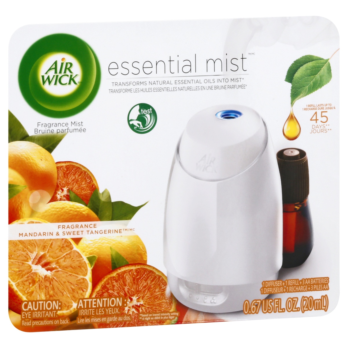 slide 2 of 9, Air Wick Essential Mist, Fragrance Mandarin & Sweet Tangerine, 0.67 fl oz