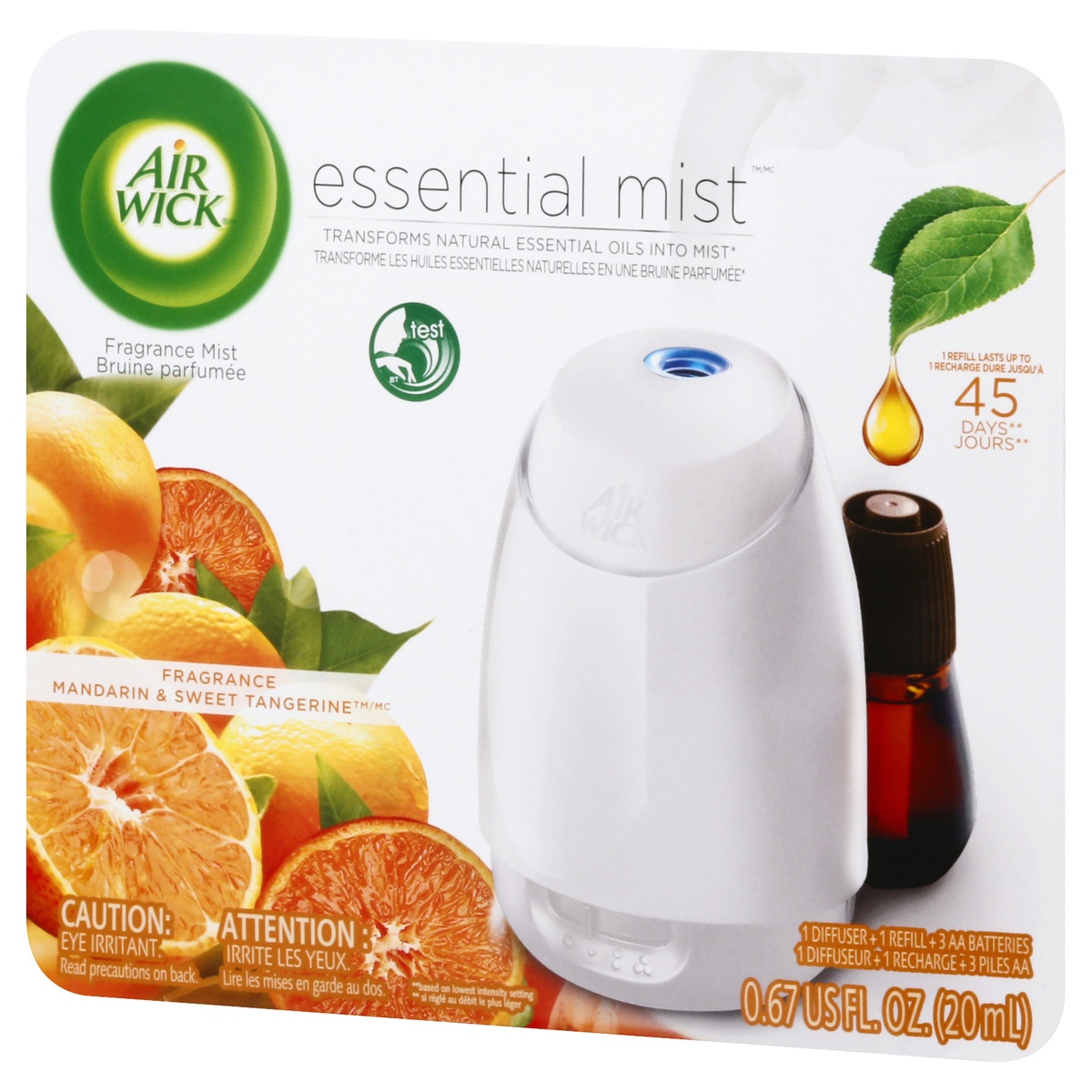slide 3 of 9, Air Wick Essential Mist, Fragrance Mandarin & Sweet Tangerine, 0.67 fl oz