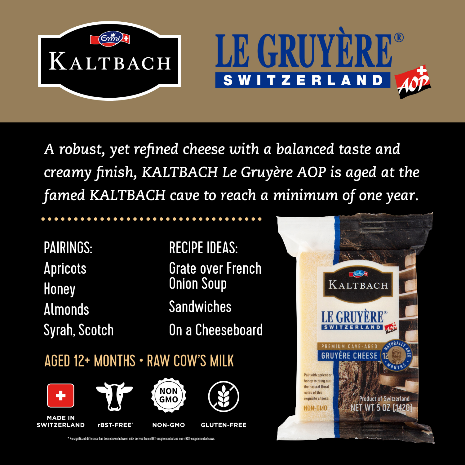 slide 3 of 8, Kaltbach Gruyere Cheese, 5 oz
