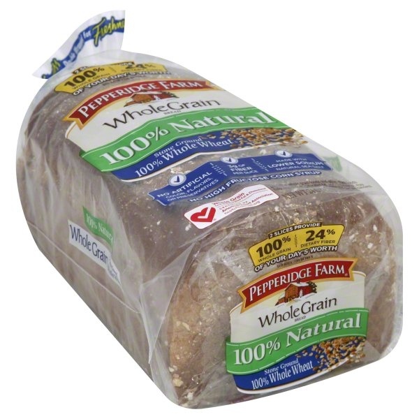 slide 1 of 1, Pepperidge Farm Bread, Whole Grain, Stone Ground 100% Whole Wheat, 24 oz