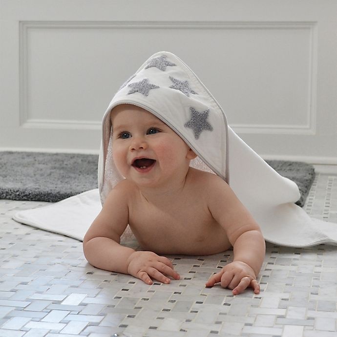 slide 2 of 4, Hello Spud Star Boucle Organic Cotton Hooded Towel and Washcloth Set - Grey, 1 ct