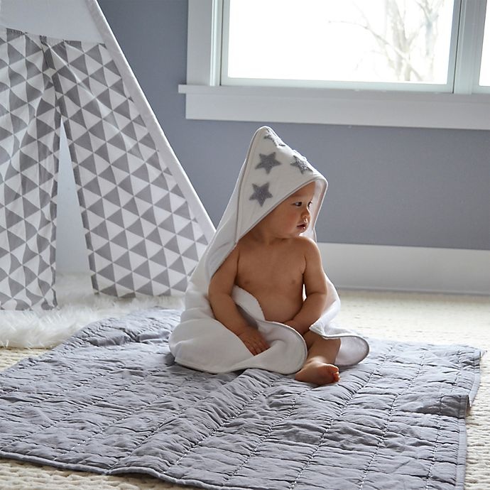 slide 3 of 4, Hello Spud Star Boucle Organic Cotton Hooded Towel and Washcloth Set - Grey, 1 ct