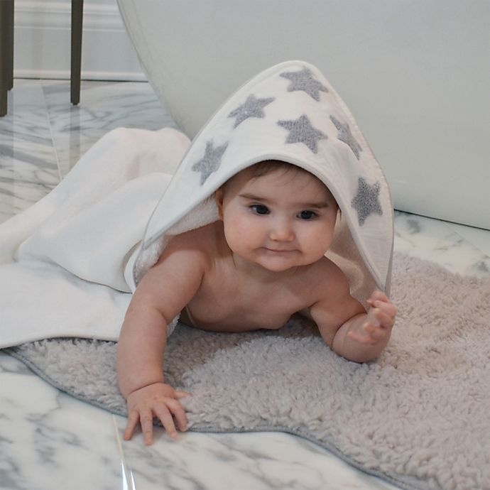 slide 4 of 4, Hello Spud Star Boucle Organic Cotton Hooded Towel and Washcloth Set - Grey, 1 ct
