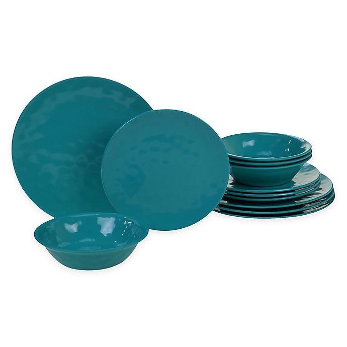 slide 1 of 1, Certified International Melamine Dinnerware Set - Teal, 12 ct