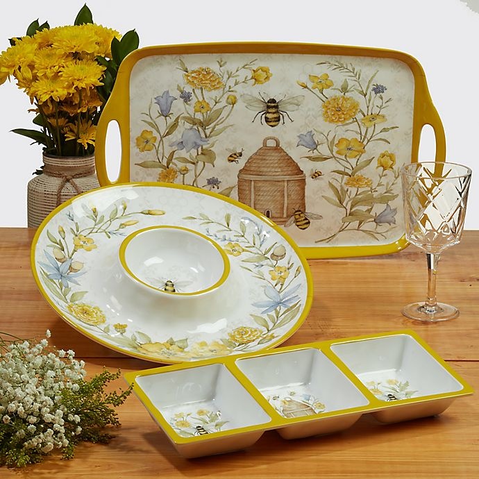 slide 7 of 7, Certified International Bee Sweet Melamine Dinnerware Set, 12 ct