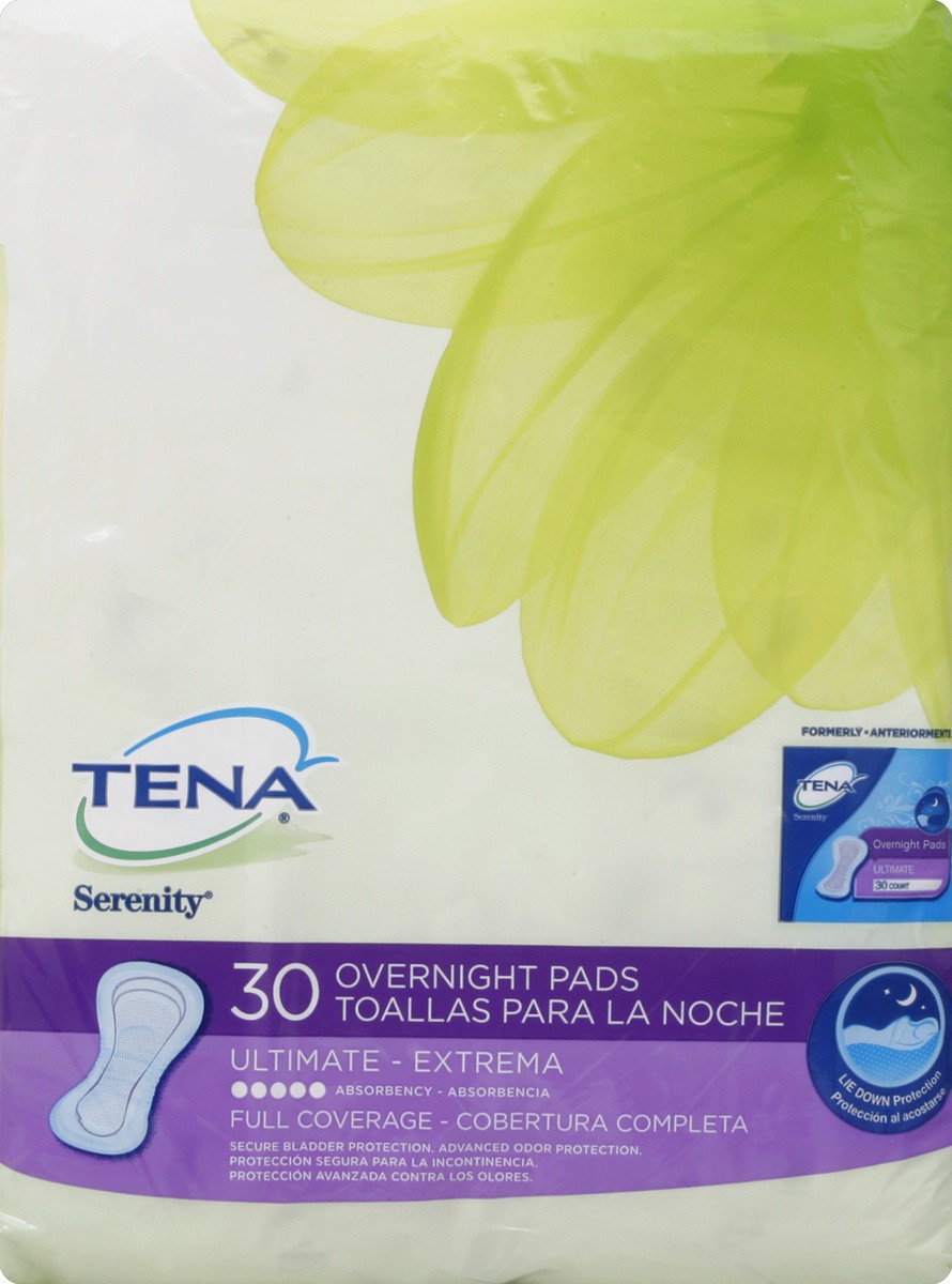 slide 4 of 7, Tena Pads 30 ea, 30 ct