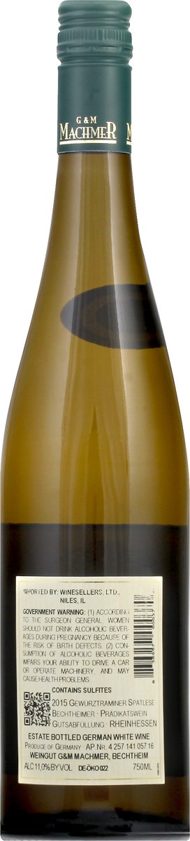 slide 6 of 9, G & M Machmer Gewurztraminer, Spatlese, 25.4 oz