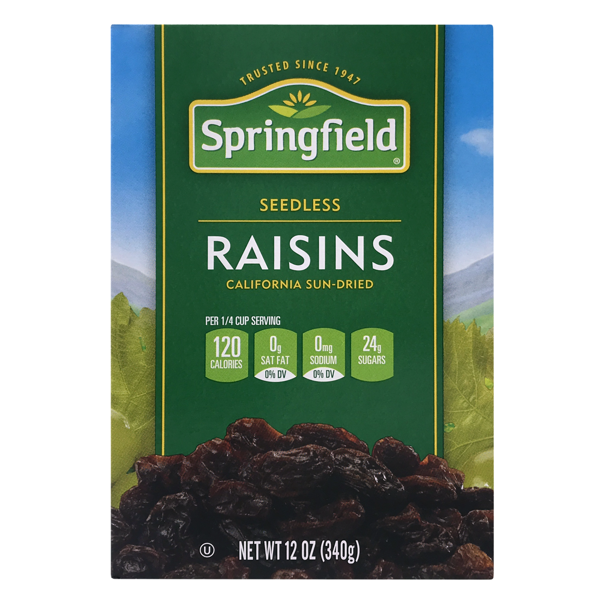 slide 1 of 1, Springfield Seedless Raisins, 12 oz