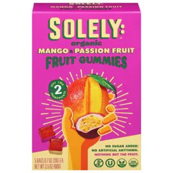 Solely Organic Mango & Passion Fruit Fruit Gummies 5 - 0.7 oz Bags