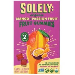 Solely Organic Mango & Passion Fruit Fruit Gummies 5 - 0.7 oz Bags