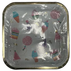 Meijer Square 7in Plates Foil Cake 8 Ct
