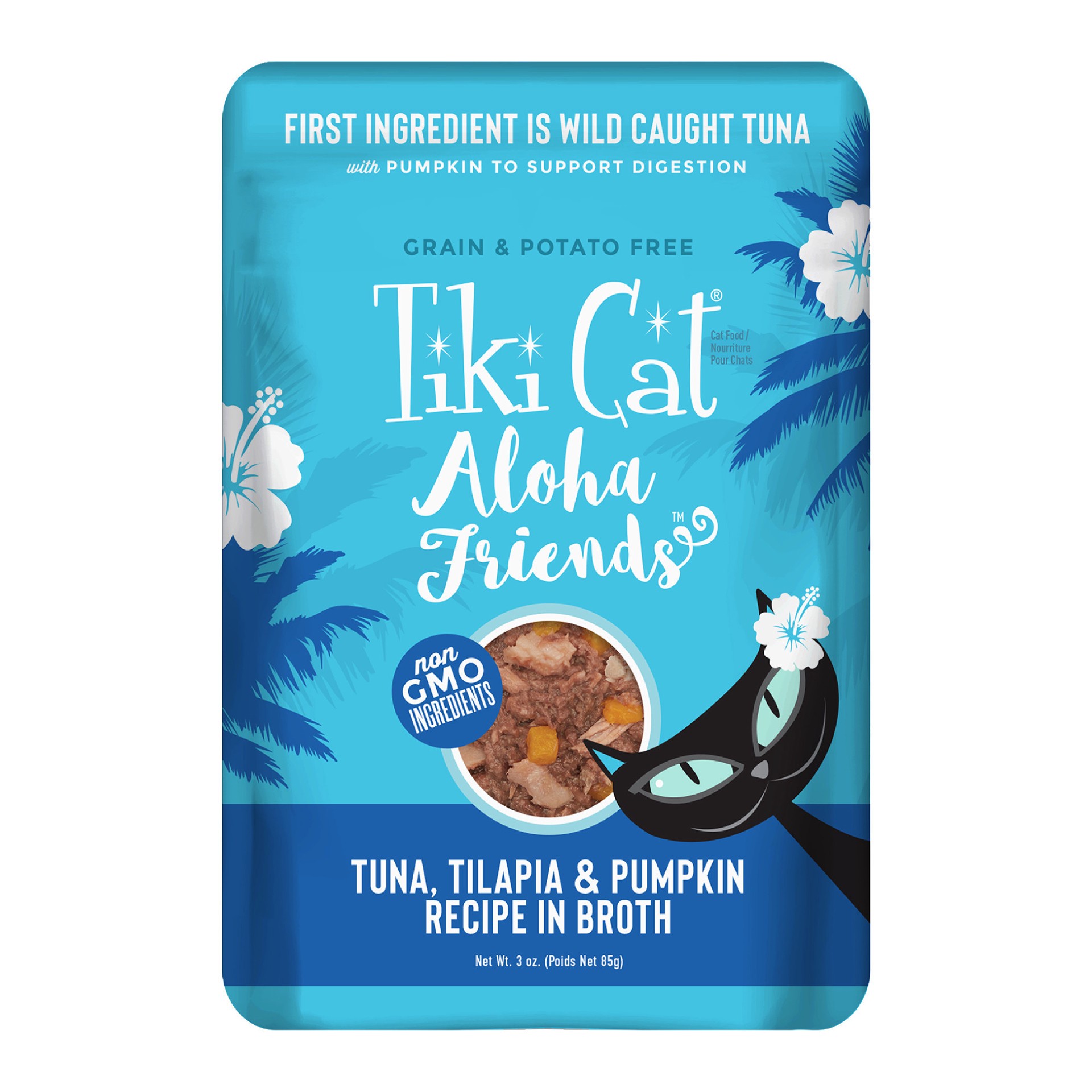slide 1 of 8, Tiki Cat Aloha Friends Wet Cat Food Tuna Tilapia & Pumpkin 3 oz. Pouch, 1 ct
