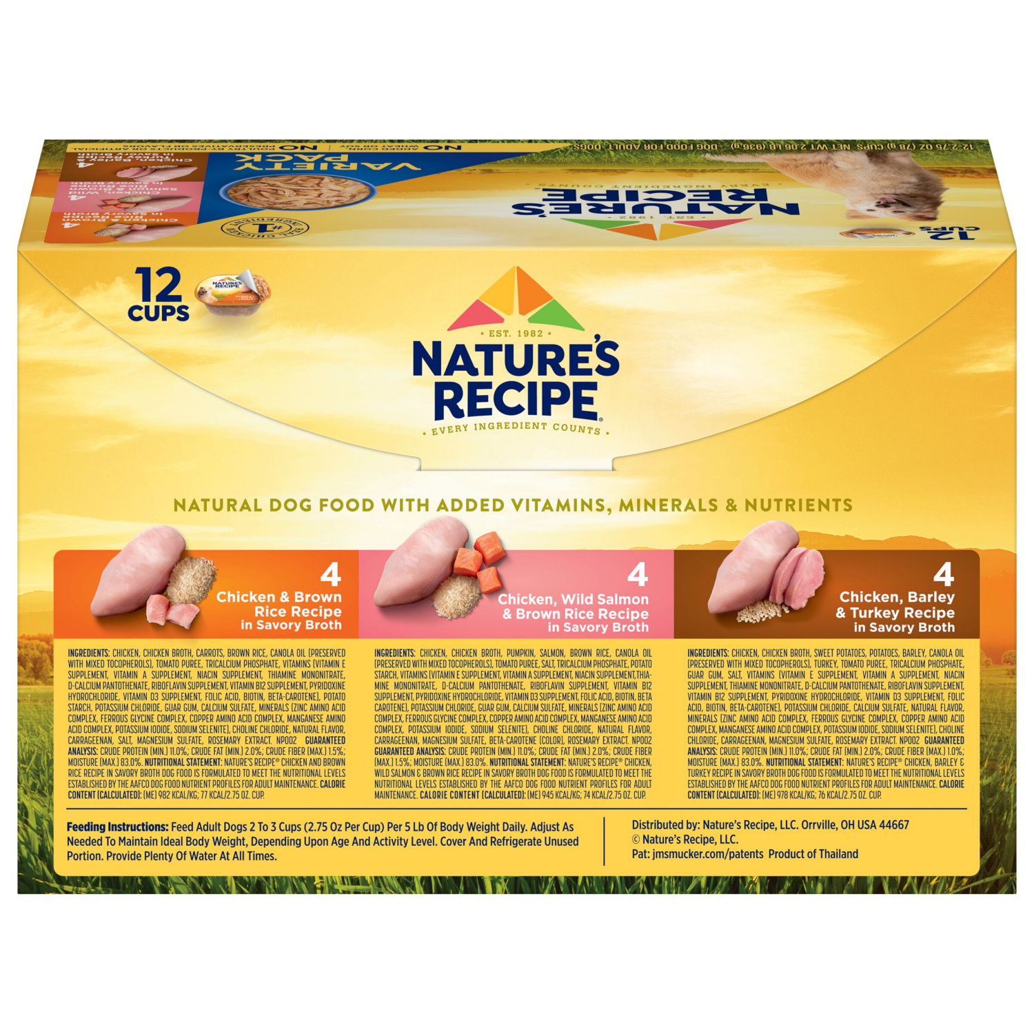 slide 6 of 8, Nature's Recipe Chicken, Salmon And Turkey Recipes Variety Pack Wet Dog Food, 2.75 Oz. Cup, 12 Count, 12 ct