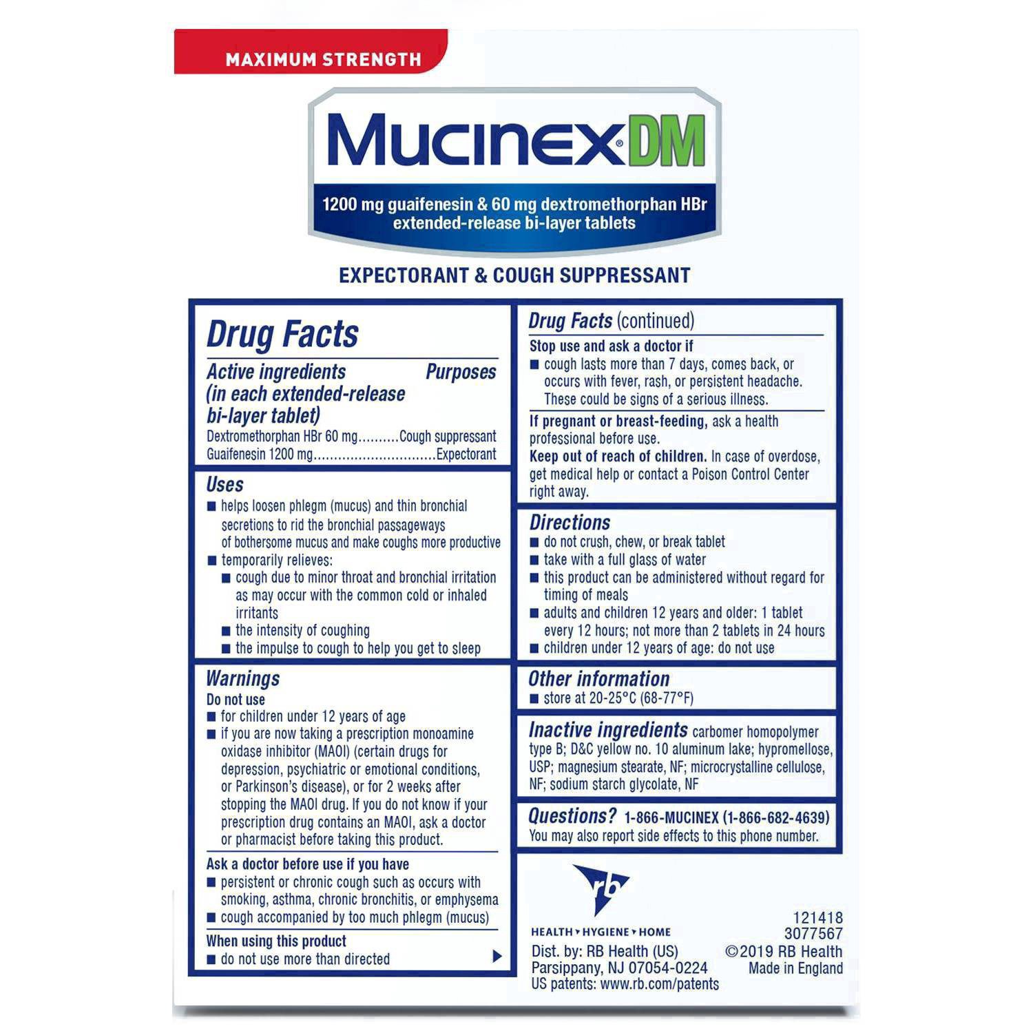 slide 47 of 49, Mucinex DM Maximum Strength 12-Hour Expectorant and Cough Suppressant Tablets, 14 Count, 14 ct