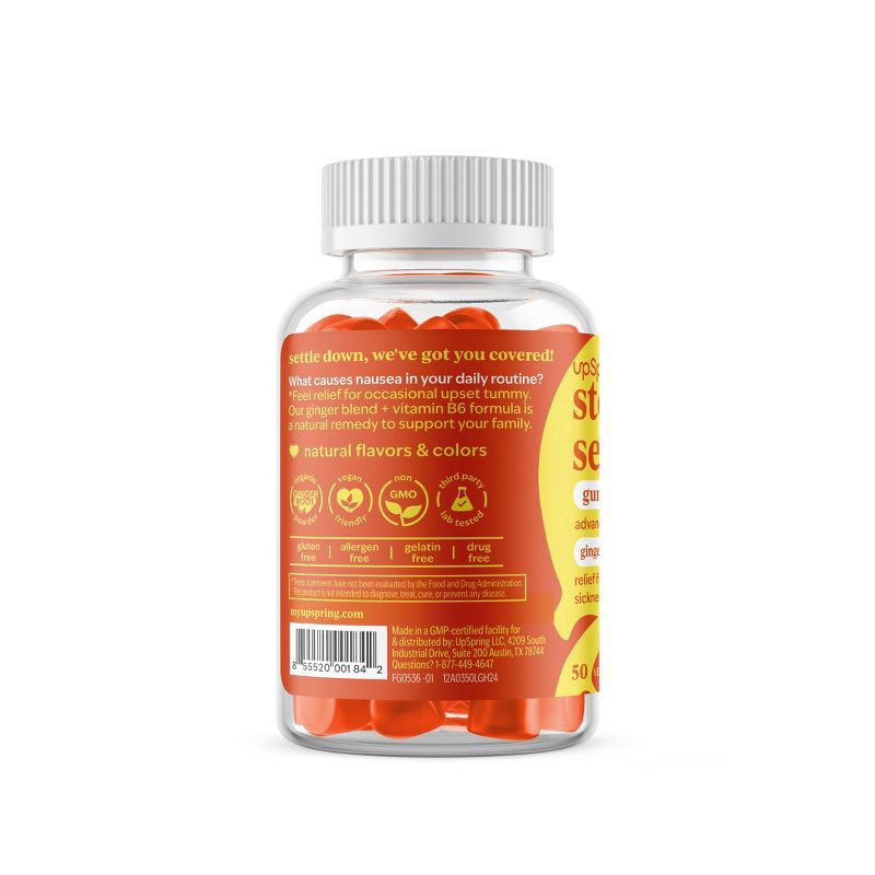 slide 2 of 3, UpSpring Stomach Settle Nausea Relief Gummies - Lemon Ginger - 50ct, 50 ct