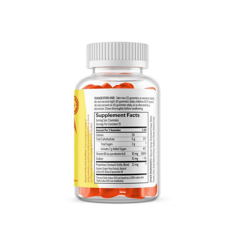 slide 3 of 3, UpSpring Stomach Settle Nausea Relief Gummies - Lemon Ginger - 50ct, 50 ct