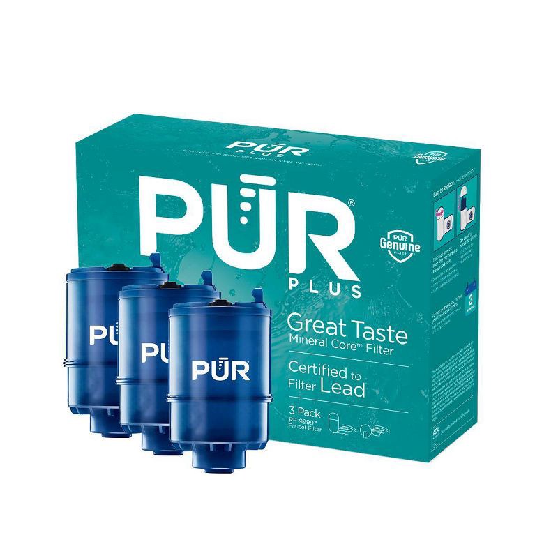 slide 3 of 8, PUR PLUS 3pk Faucet Mount Water Replacement Filter RF99993: PUR Filtration, Reduces Odors, Filters Lead & Mercury, 3 ct