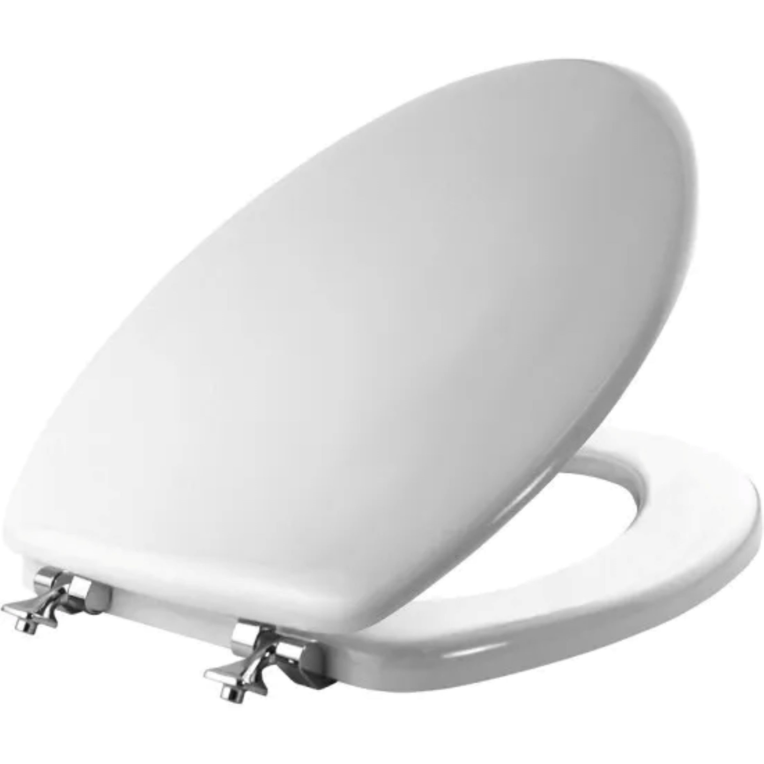 slide 2 of 2, Mayfair Elongated Molded Wood Toilet Seat With Chrome Hinge And Sta-Tite Seat Fastening System, 14.25 in x 2.06 in x 18.5 in