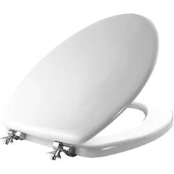 Mayfair Elongated Molded Wood Toilet Seat With Chrome Hinge And Sta-Tite Seat Fastening System