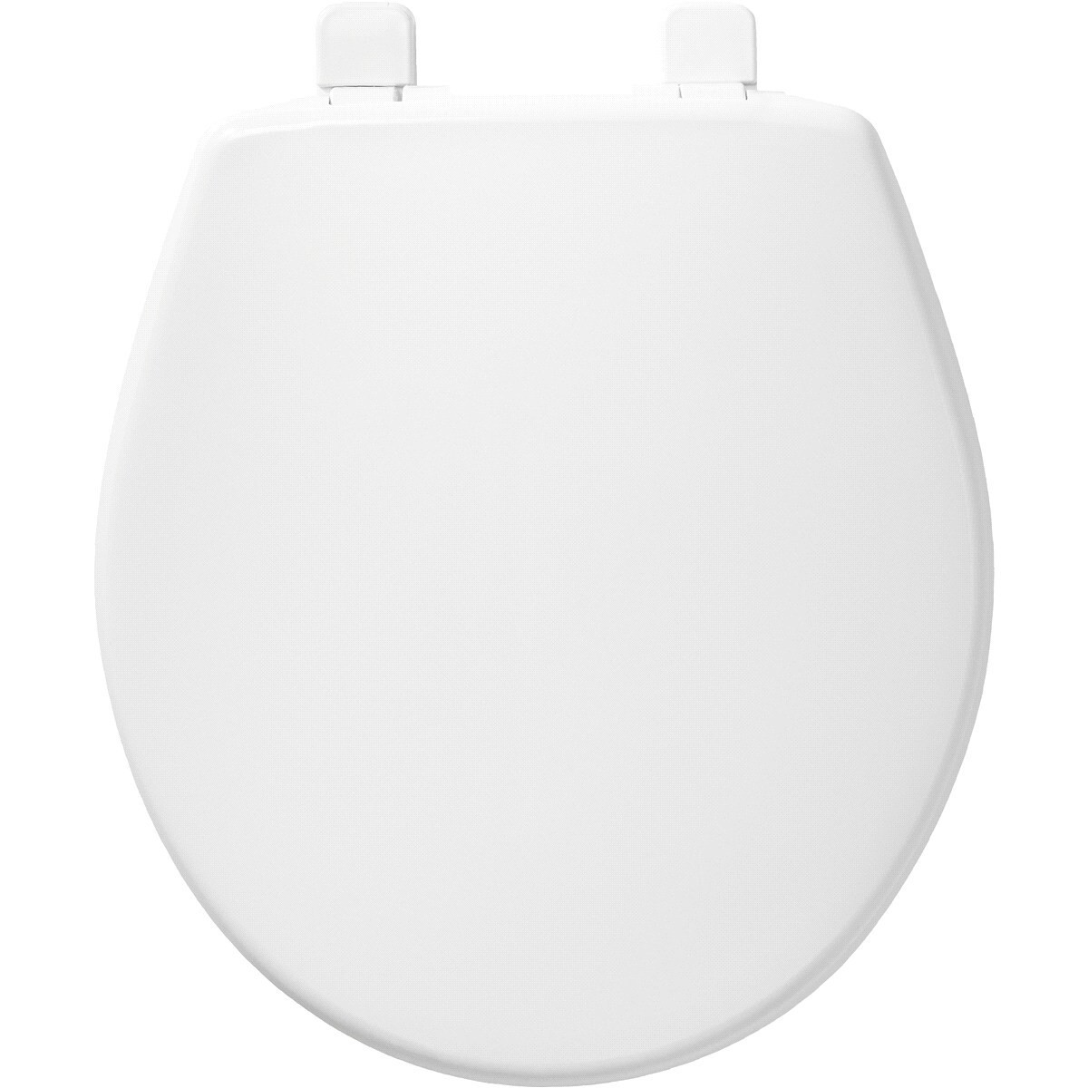 slide 2 of 2, Mayfair Round Solid Plastic Toilet Seat with Whisper Close Hinge and STA-TITE, White, 16.5 in