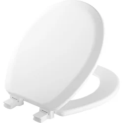 Mayfair Round Molded Wood Toilet Seat with Easy Clean & Change Hinge and STA-TITE Seat Fastening System, White