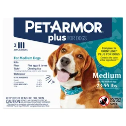 PETARMOR Plus for Medium Dogs 23-44 lbs, Flea & Tick Prevention for Dogs, 3-Month Supply