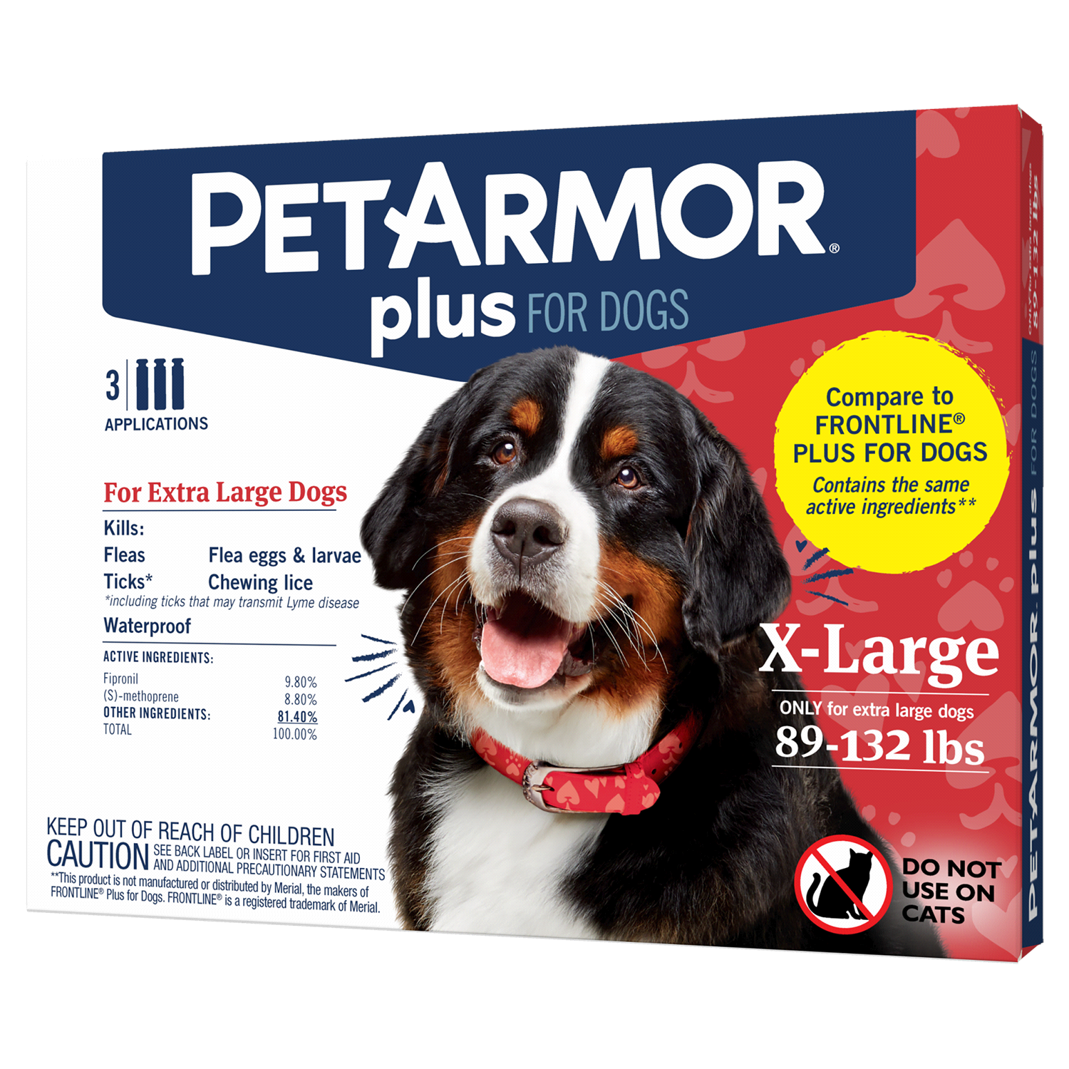 slide 4 of 4, PETARMOR Plus for X-Large Dogs 89-132 lbs, Flea & Tick Prevention for Dogs, 3-Month Supply, 3 ct