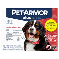 PETARMOR Plus for X-Large Dogs 89-132 lbs, Flea & Tick Prevention for Dogs, 3-Month Supply