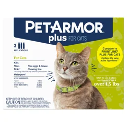 PETARMOR Plus for Cats Over 1.5 lbs, Flea & Tick Prevention for Cats, 3-Month Supply