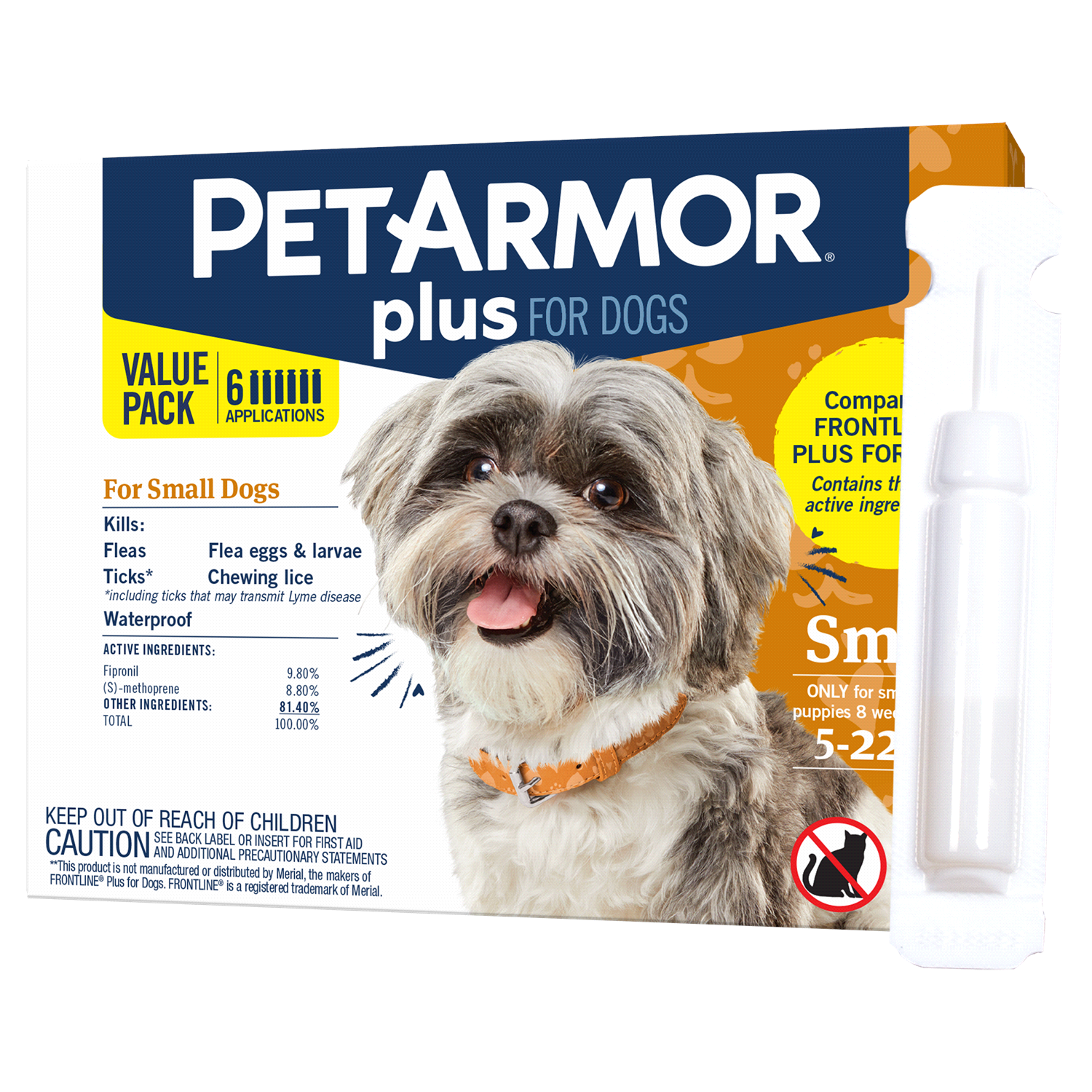slide 4 of 4, PETARMOR Plus for Small Dogs 5-22 lbs, Flea & Tick Prevention for Dogs, 6-Month Supply, 6 ct