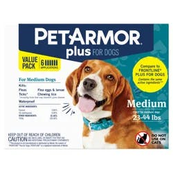PETARMOR Plus for Medium Dogs 23-44 lbs, Flea & Tick Prevention for Dogs, 6-Month Supply