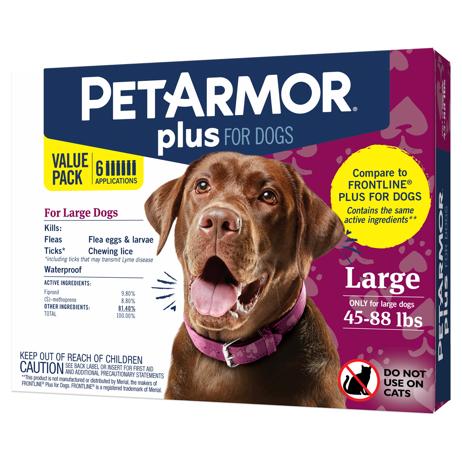 slide 4 of 4, PETARMOR Plus for Large Dogs 45-88 lbs, Flea & Tick Prevention for Dogs, 6-Month Supply, 6 ct