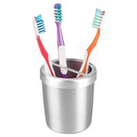 slide 3 of 9, InterDesign Brushed Alumina Toothbrush Holder, 3.6 in x 3.9 in