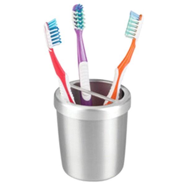 slide 4 of 9, InterDesign Brushed Alumina Toothbrush Holder, 3.6 in x 3.9 in