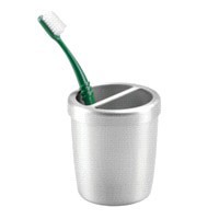 slide 7 of 9, InterDesign Brushed Alumina Toothbrush Holder, 3.6 in x 3.9 in