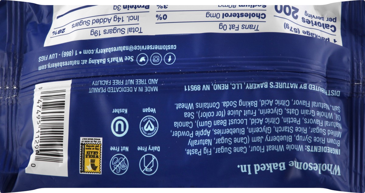 slide 5 of 9, Nature's Bakery Blueberry Whole Wheat Fig Bar, Snack Bar, 1 Each, 2 oz