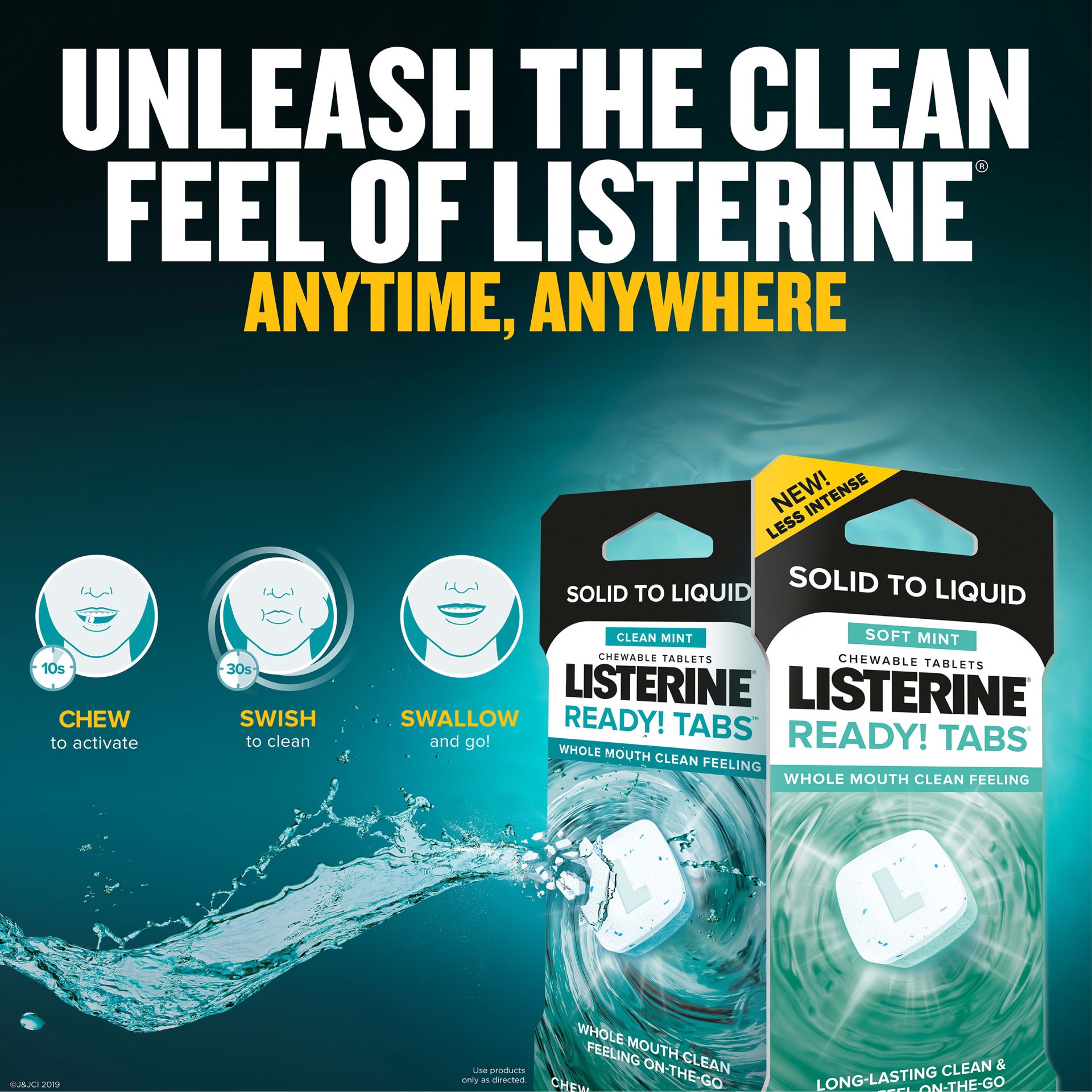 slide 3 of 5, Listerine Ready! Tabs Chewable Tablets with Soft Mint Flavor, Revolutionary 4-Hour Fresh Breath Tablets to Help Fight Bad Breath On-the-Go, Sugar-Free, Alcohol-Free & Gluten-Free, 24 ct, 24 ct