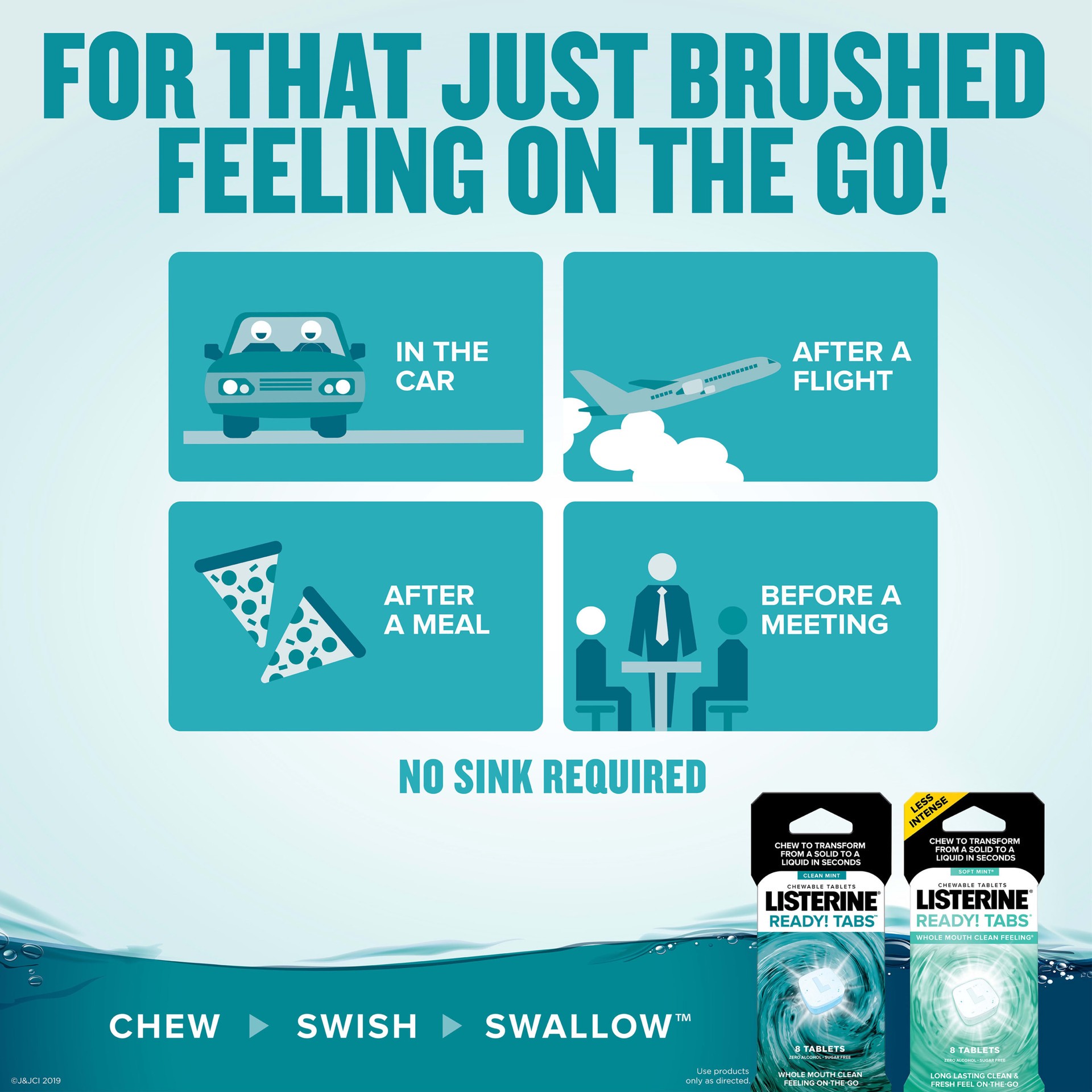 slide 5 of 5, Listerine Ready! Tabs Chewable Tablets with Soft Mint Flavor, Revolutionary 4-Hour Fresh Breath Tablets to Help Fight Bad Breath On-the-Go, Sugar-Free, Alcohol-Free & Gluten-Free, 24 ct, 24 ct