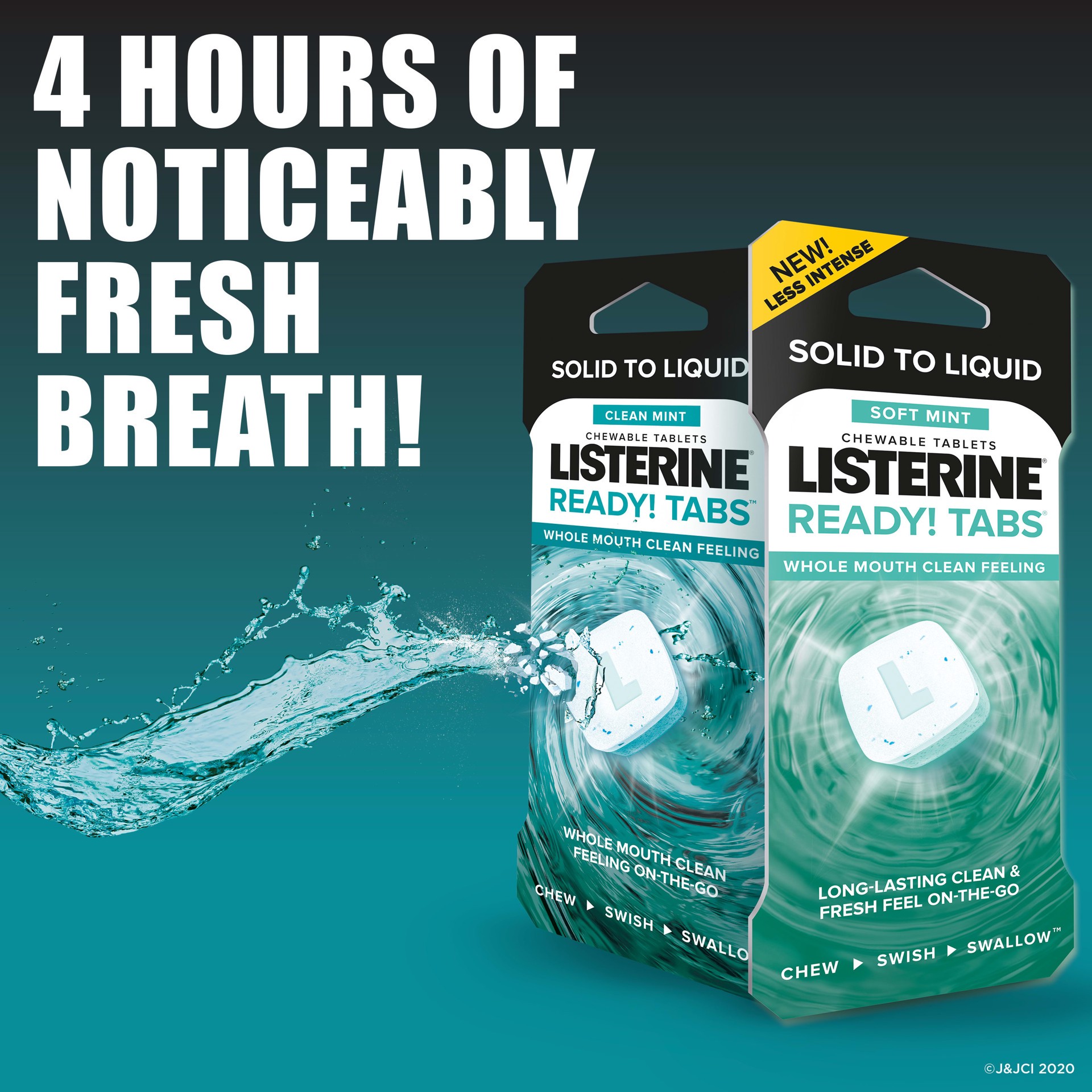 slide 2 of 5, Listerine Ready! Tabs Chewable Tablets with Soft Mint Flavor, Revolutionary 4-Hour Fresh Breath Tablets to Help Fight Bad Breath On-the-Go, Sugar-Free, Alcohol-Free & Gluten-Free, 24 ct, 24 ct