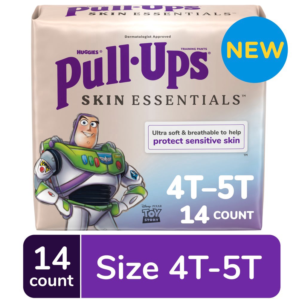 slide 1 of 6, Pull Ups Boys' Skin Essentials Training Pants 4T-5T (38-50 Lbs), 14 ct